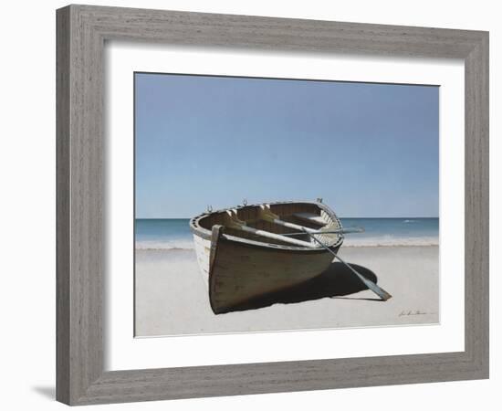 Lonely Boat on Beach-Zhen-Huan Lu-Framed Giclee Print