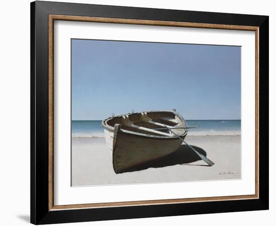 Lonely Boat on Beach-Zhen-Huan Lu-Framed Giclee Print