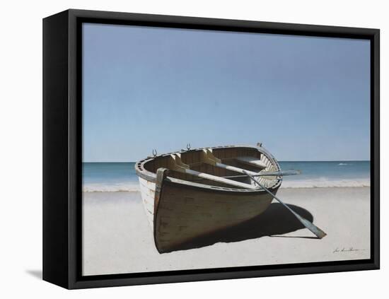 Lonely Boat on Beach-Zhen-Huan Lu-Framed Premier Image Canvas