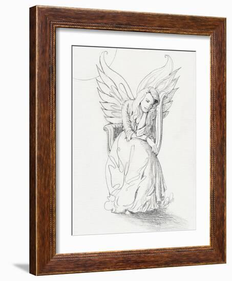 Lonely Guardian Angel In The Moonlight-sylvia pimental-Framed Art Print