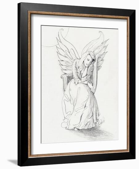 Lonely Guardian Angel In The Moonlight-sylvia pimental-Framed Art Print