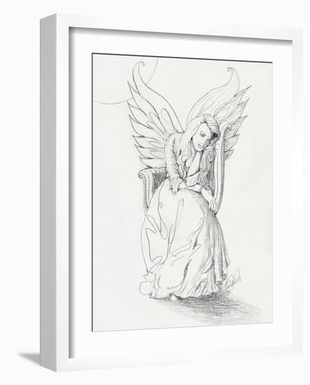 Lonely Guardian Angel In The Moonlight-sylvia pimental-Framed Art Print