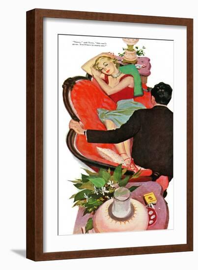 Lonely Honeymoon  - Saturday Evening Post "Leading Ladies", March 11, 1950 pg.28-Joe deMers-Framed Giclee Print