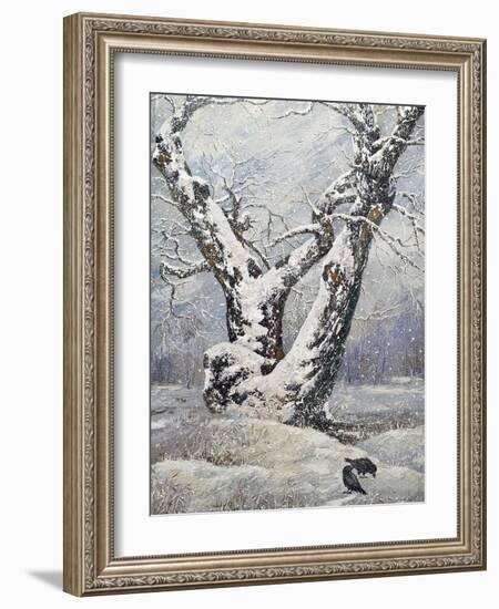 Lonely Oak In Winter Wood-balaikin2009-Framed Art Print