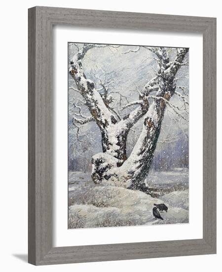 Lonely Oak In Winter Wood-balaikin2009-Framed Art Print