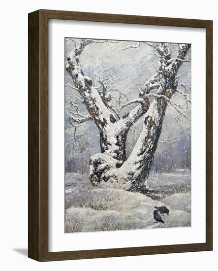 Lonely Oak In Winter Wood-balaikin2009-Framed Art Print