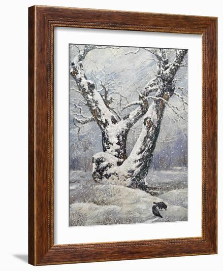 Lonely Oak In Winter Wood-balaikin2009-Framed Art Print