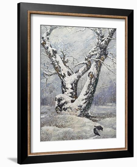 Lonely Oak In Winter Wood-balaikin2009-Framed Art Print