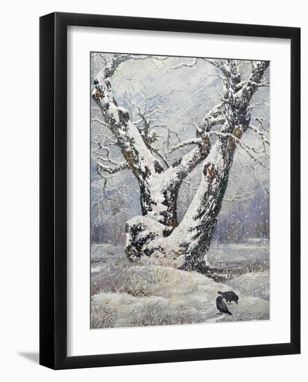 Lonely Oak In Winter Wood-balaikin2009-Framed Art Print