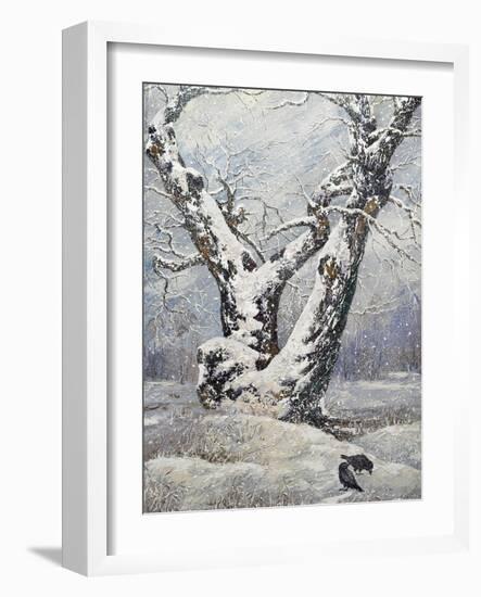 Lonely Oak In Winter Wood-balaikin2009-Framed Art Print