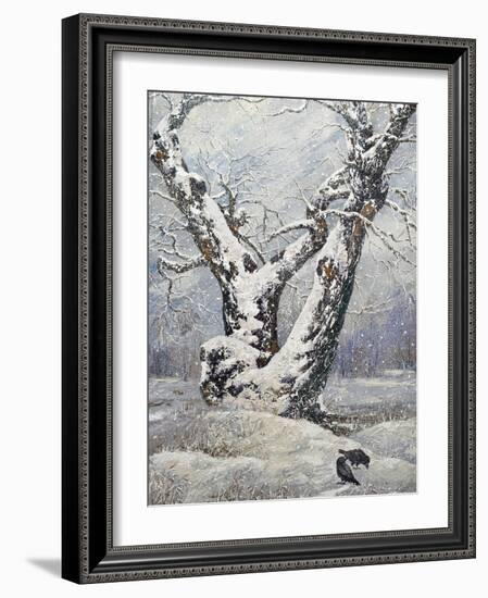 Lonely Oak In Winter Wood-balaikin2009-Framed Art Print