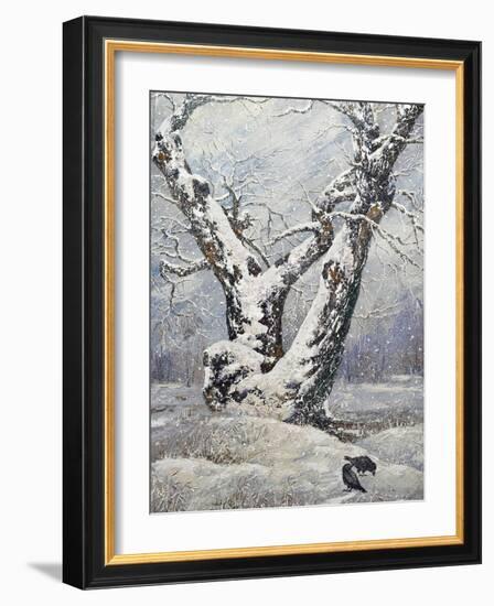 Lonely Oak In Winter Wood-balaikin2009-Framed Art Print