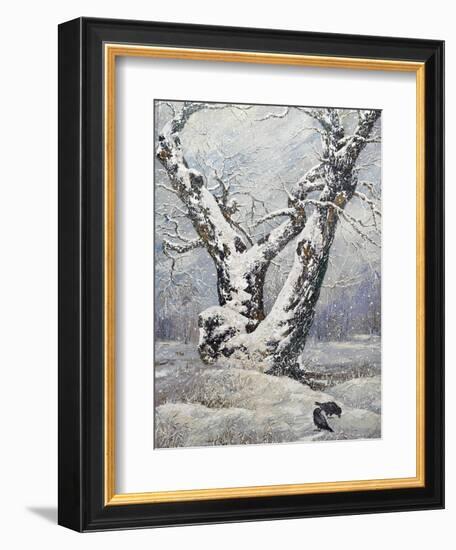 Lonely Oak In Winter Wood-balaikin2009-Framed Art Print