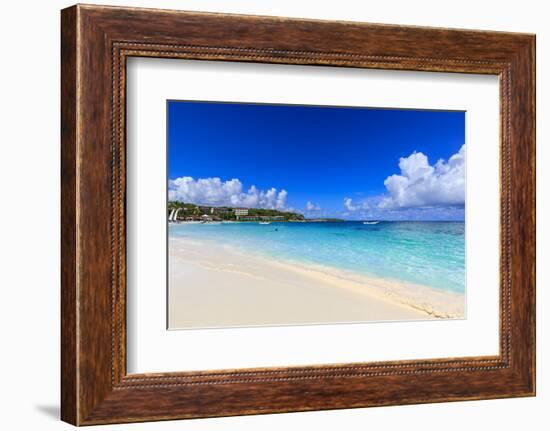 Long Bay Beach, beautiful soft white sand, turquoise sea, Antigua-Eleanor Scriven-Framed Photographic Print