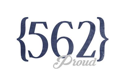 Long Beach California 562 Area Code Blue Art Print Lantern Press Art Com