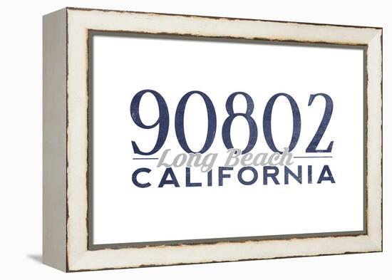 Long Beach, California - 90802 Zip Code (Blue)-Lantern Press-Framed Stretched Canvas