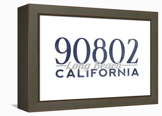 Long Beach, California - 90802 Zip Code (Blue)-Lantern Press-Framed Stretched Canvas