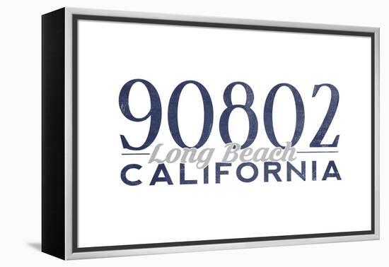 Long Beach, California - 90802 Zip Code (Blue)-Lantern Press-Framed Stretched Canvas