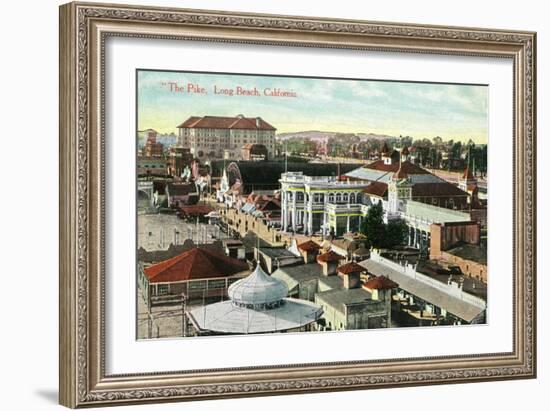 Long Beach, California - Aerial Panoramic View of the Pike-Lantern Press-Framed Art Print