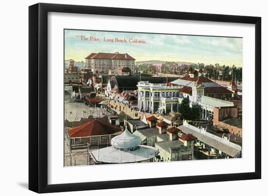 Long Beach, California - Aerial Panoramic View of the Pike-Lantern Press-Framed Art Print