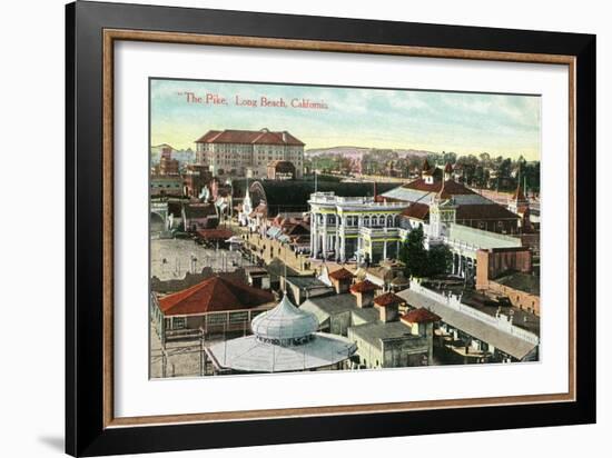 Long Beach, California - Aerial Panoramic View of the Pike-Lantern Press-Framed Art Print