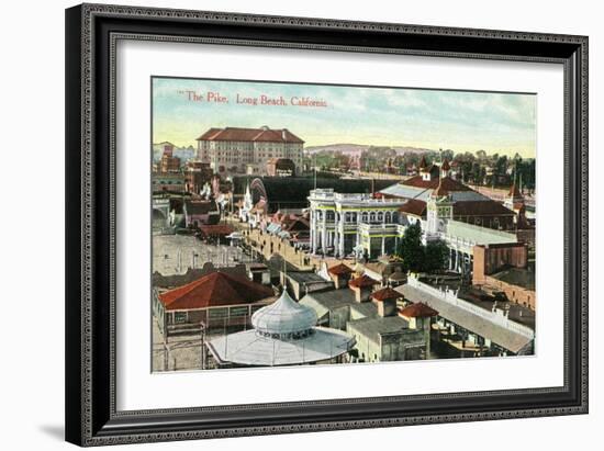 Long Beach, California - Aerial Panoramic View of the Pike-Lantern Press-Framed Art Print