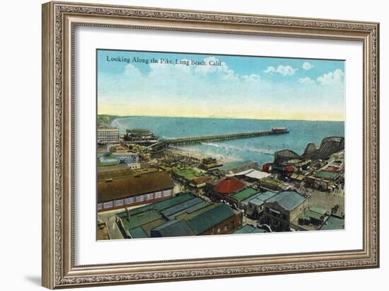 Long Beach, California - Aerial View over the Pike-Lantern Press-Framed Art Print