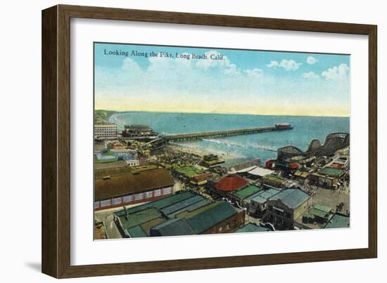 Long Beach, California - Aerial View over the Pike-Lantern Press-Framed Art Print