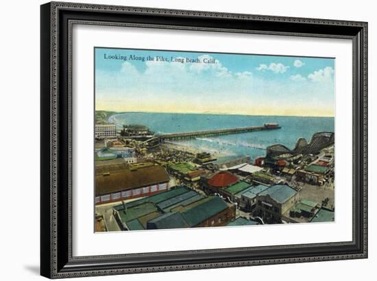 Long Beach, California - Aerial View over the Pike-Lantern Press-Framed Art Print