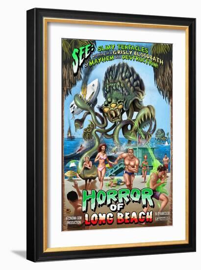 Long Beach, California - Alien Attack Horror-Lantern Press-Framed Art Print