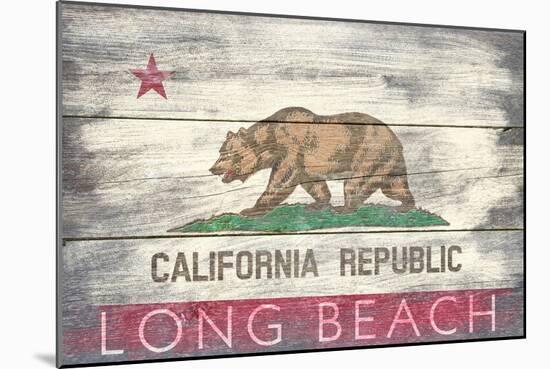 Long Beach, California - Barnwood State Flag-Lantern Press-Mounted Art Print