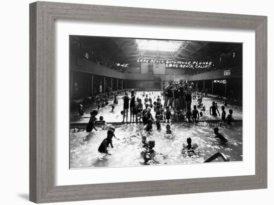 Long Beach, California - Bath House Plunge Interior Photograph-Lantern Press-Framed Art Print