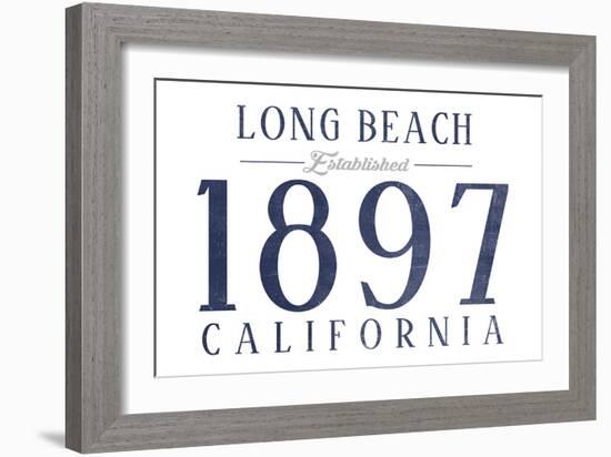 Long Beach, California - Established Date (Blue)-Lantern Press-Framed Art Print