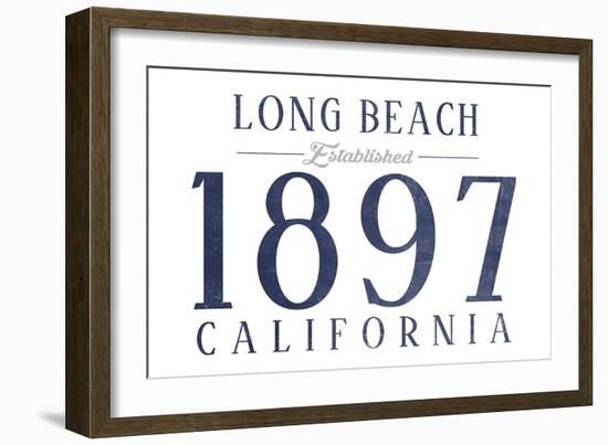 Long Beach, California - Established Date (Blue)-Lantern Press-Framed Art Print