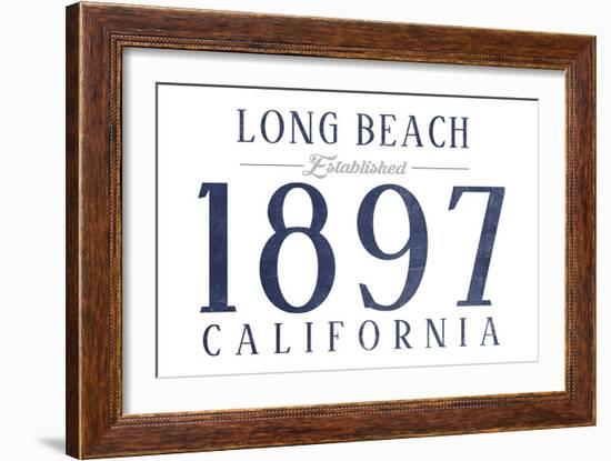 Long Beach, California - Established Date (Blue)-Lantern Press-Framed Art Print