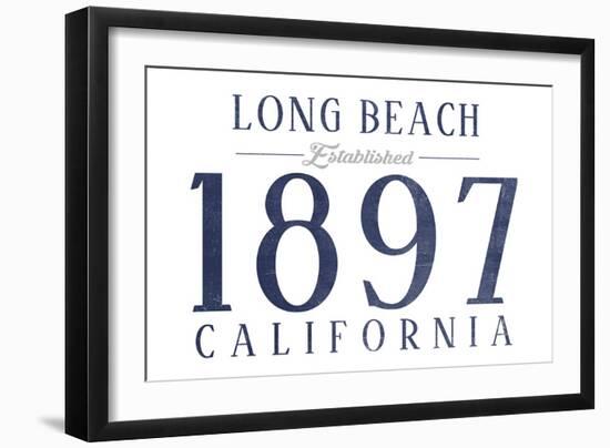 Long Beach, California - Established Date (Blue)-Lantern Press-Framed Art Print