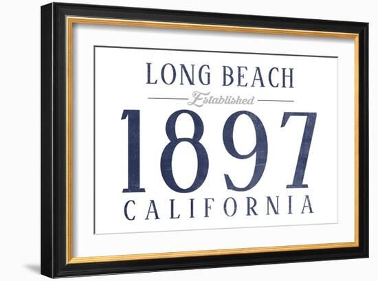 Long Beach, California - Established Date (Blue)-Lantern Press-Framed Art Print