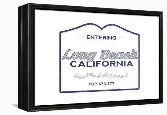 Long Beach, California - Now Entering (Blue)-Lantern Press-Framed Stretched Canvas