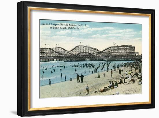 Long Beach, California - Panoramic View of the Roller Coaster-Lantern Press-Framed Art Print