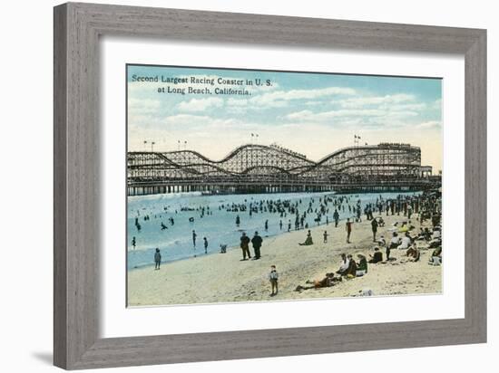 Long Beach, California - Panoramic View of the Roller Coaster-Lantern Press-Framed Premium Giclee Print
