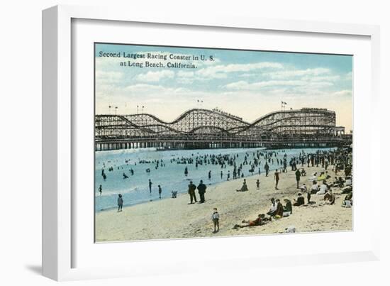 Long Beach, California - Panoramic View of the Roller Coaster-Lantern Press-Framed Premium Giclee Print