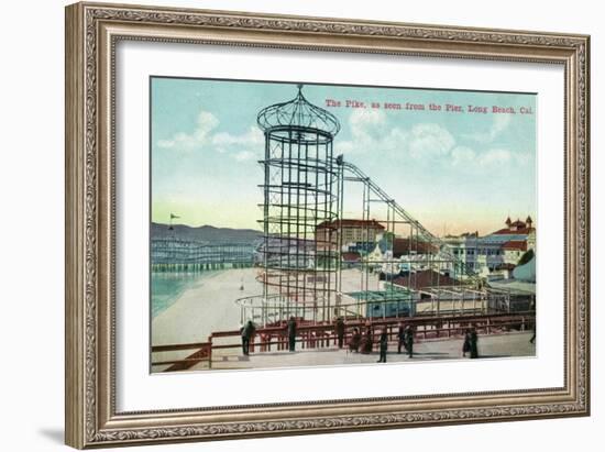 Long Beach, California - Pier View of the Pike-Lantern Press-Framed Art Print