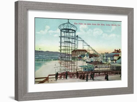 Long Beach, California - Pier View of the Pike-Lantern Press-Framed Art Print
