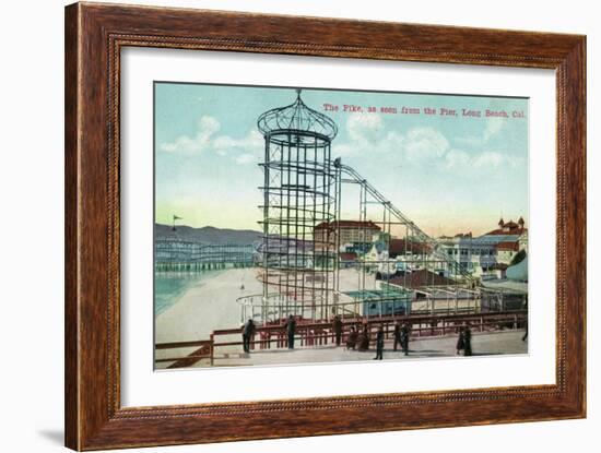 Long Beach, California - Pier View of the Pike-Lantern Press-Framed Art Print