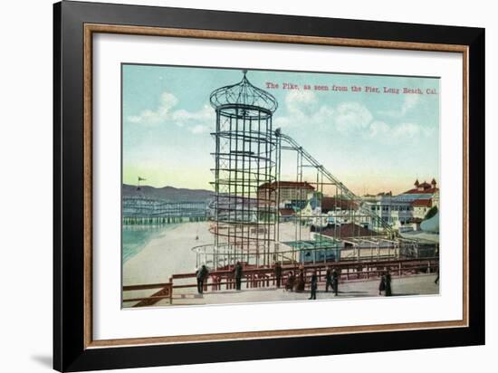 Long Beach, California - Pier View of the Pike-Lantern Press-Framed Art Print