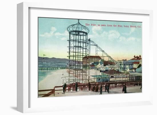 Long Beach, California - Pier View of the Pike-Lantern Press-Framed Art Print