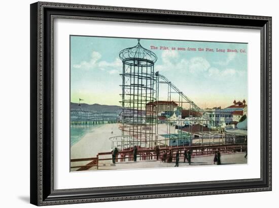 Long Beach, California - Pier View of the Pike-Lantern Press-Framed Art Print