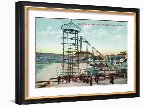 Long Beach, California - Pier View of the Pike-Lantern Press-Framed Art Print