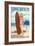 Long Beach, California - Pinup Surfer Girl-Lantern Press-Framed Art Print