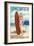 Long Beach, California - Pinup Surfer Girl-Lantern Press-Framed Art Print